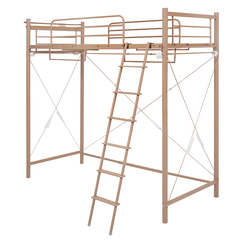 ベッド カーテンを取り付けられるロフトベッド スーパーハイタイプ 高さ209cm コンセント付き宮棚 ハンガーポール 2WAY スチールパイプ シングルベッド KH-3693 | HAGiHARA | 02