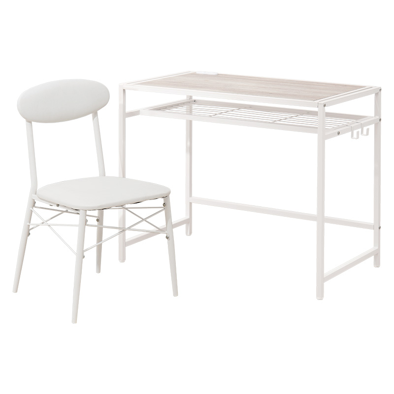 デスクチェアセット 幅90cm 棚付きデスク＆チェア 2点セット 2口コンセント付き ヴィンテージ木目調 PCデスク リモートワーク 在宅ワーク LDC-4658 | HAGiHARA | 02