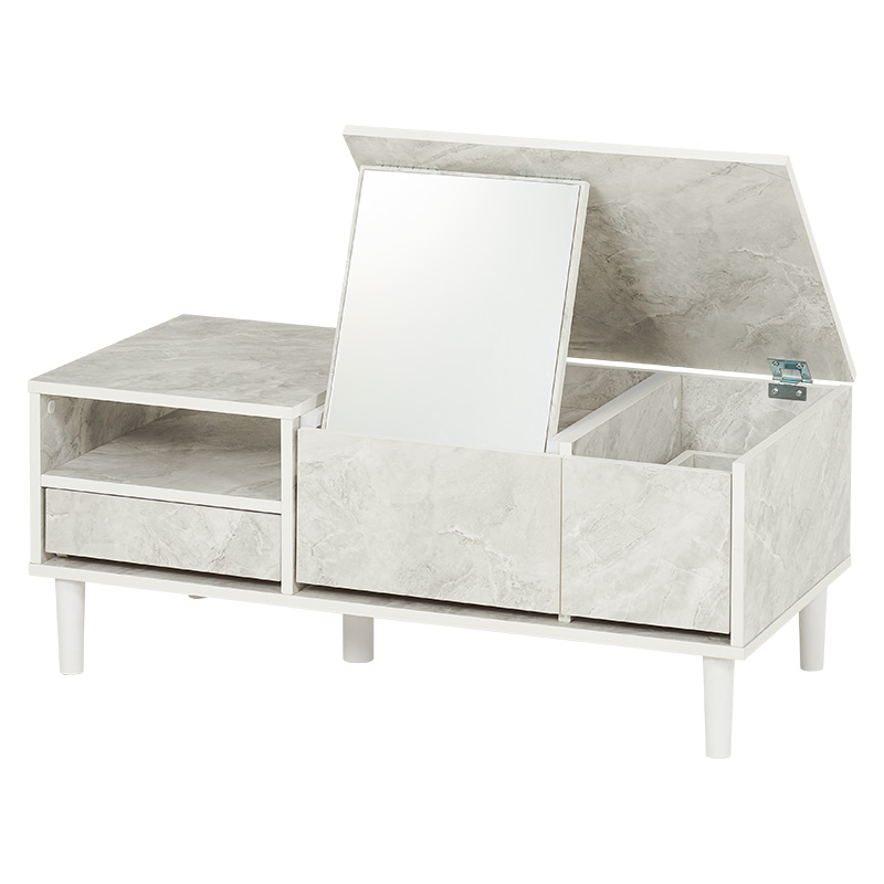 コスメテーブル 天板開ければドレッサー 大判ミラー 鏡 センターテーブル 幅95cm メイク道具収納 大容量 RD-1126 | HAGiHARA | 03