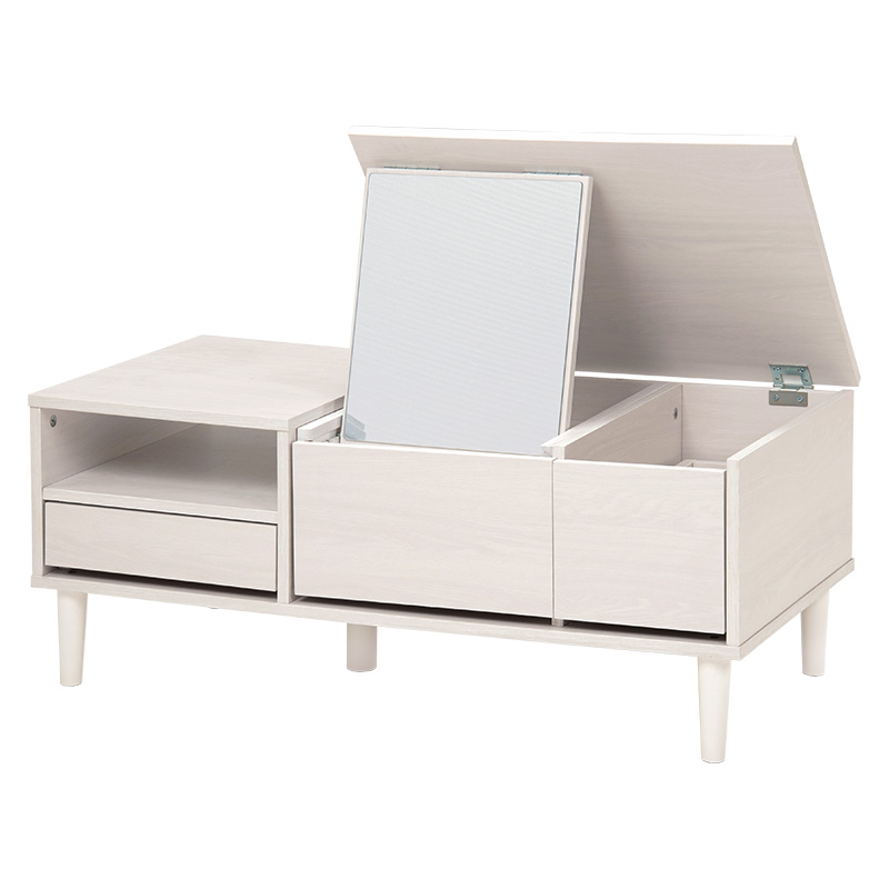 コスメテーブル 天板開ければドレッサー 大判ミラー 鏡 センターテーブル 幅95cm メイク道具収納 大容量 RD-1126 | HAGiHARA | 02