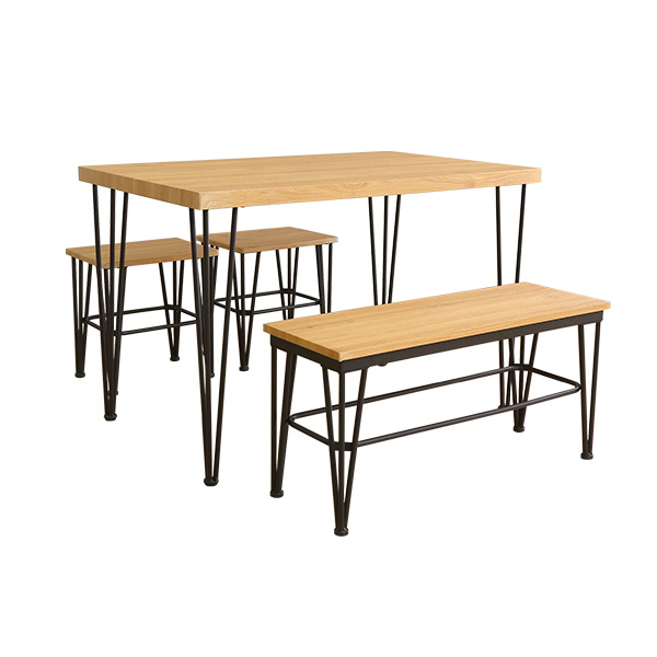 ヴィンテージダイニング4点セット テーブル＋椅子2脚+ベンチ1脚 | ホームテイスト | 02