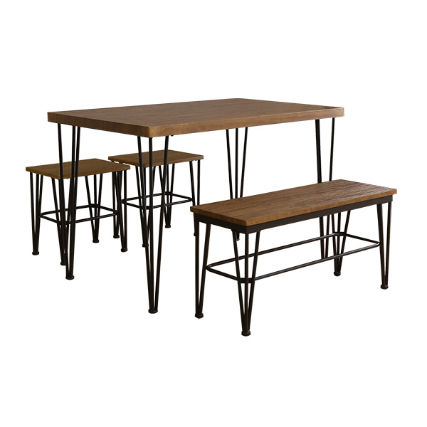 ヴィンテージダイニング4点セット テーブル＋椅子2脚+ベンチ1脚 | ホームテイスト | 01