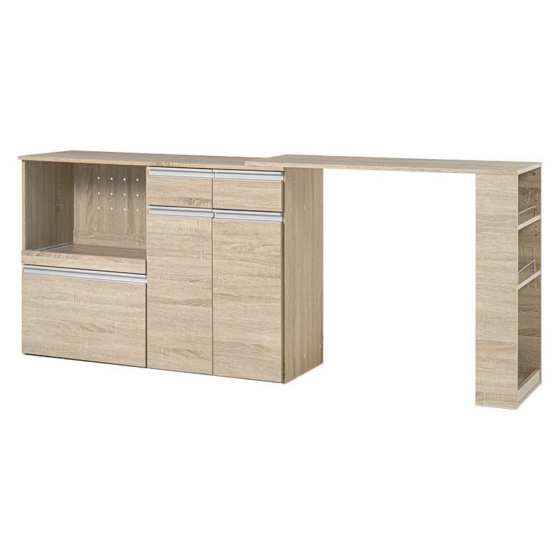 HAGiHARA（萩原） 伸縮キッチンカウンター 収納庫タイプ 食器棚 レンジ