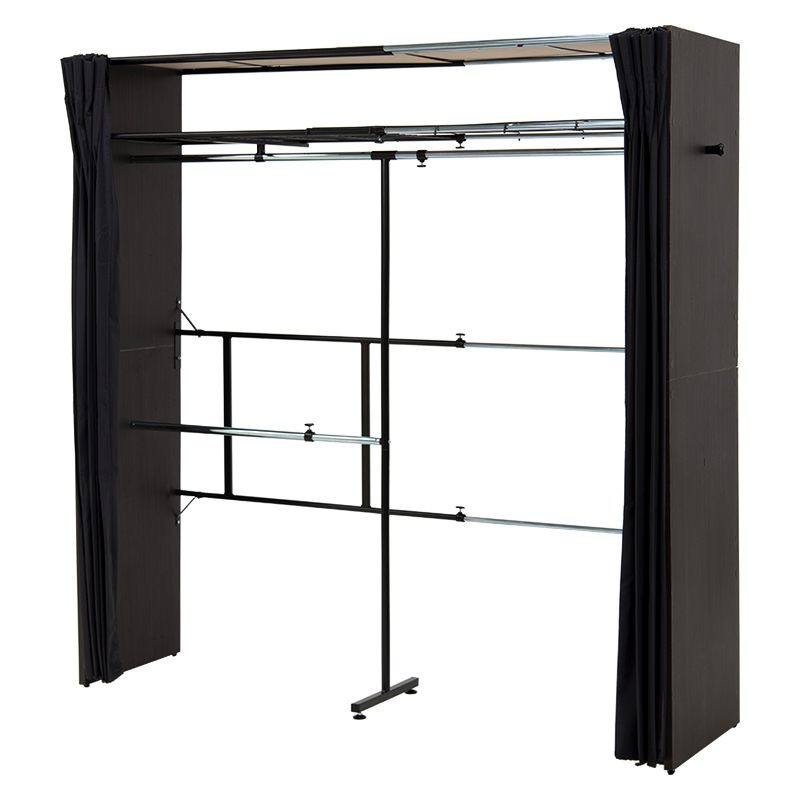 伸縮クローゼット 幅118-195 上棚 カーテン付き ハンガーラック 衣類収納 おしゃれ 新生活 ワードローブ ホワイト ブラウン グレー VR-7243 | HAGiHARA | 01