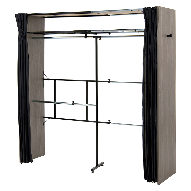 伸縮クローゼット 幅118-195 上棚 カーテン付き ハンガーラック 衣類収納 おしゃれ 新生活 ワードローブ ホワイト ブラウン グレー VR-7243 | HAGiHARA | 02