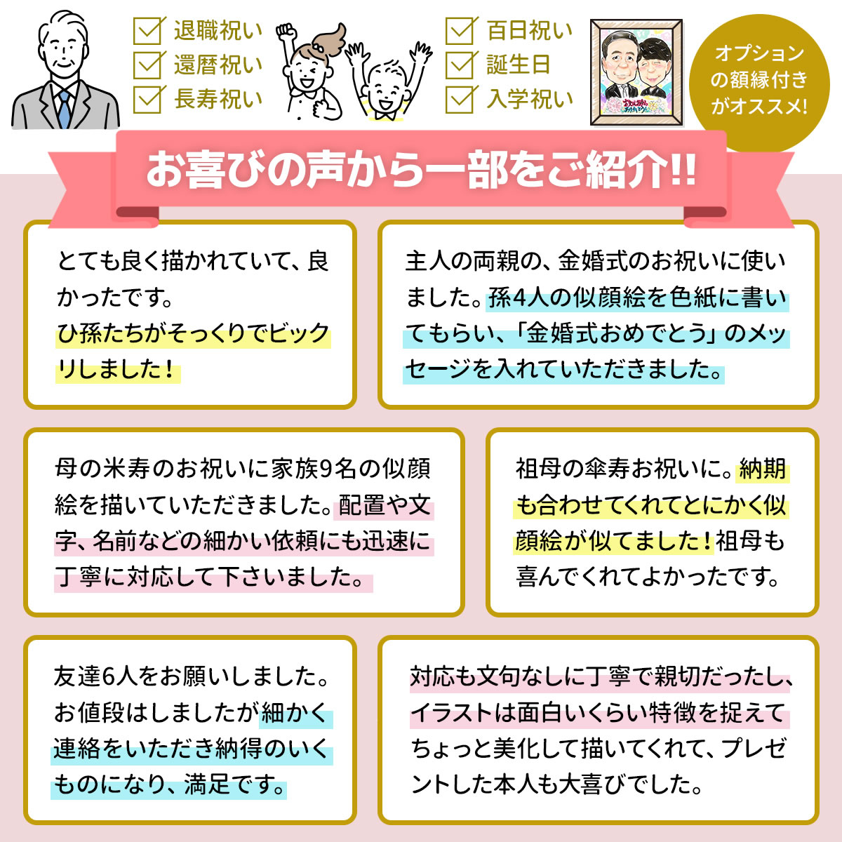金婚式 プレゼント お祝い 贈り物 両親 銀婚式 妻 結婚記念日 父 母 祖父 祖母 家族 ペア 40 50 周年 似顔絵 イラスト 安い おしゃれ 感動「スウィートポップ」 関連画像5