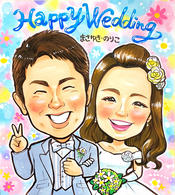 ウェルカムボード 似顔絵 玄関 結婚式 写真 手作り ウェディング