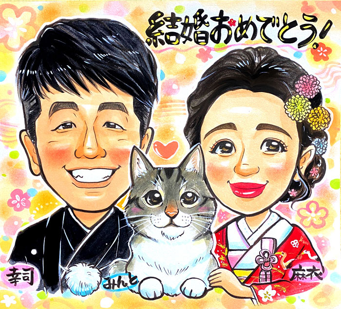 ウェルカムボード 似顔絵 玄関 結婚式 写真 手作り ウェディング