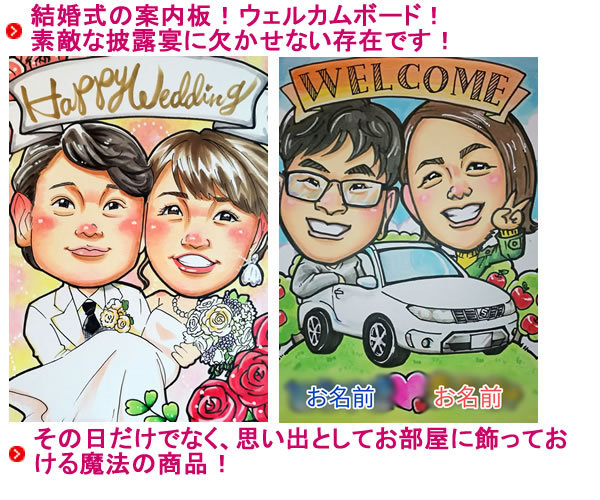 ウェルカムボード 似顔絵 結婚式 ウェディング ブライダル サンクス