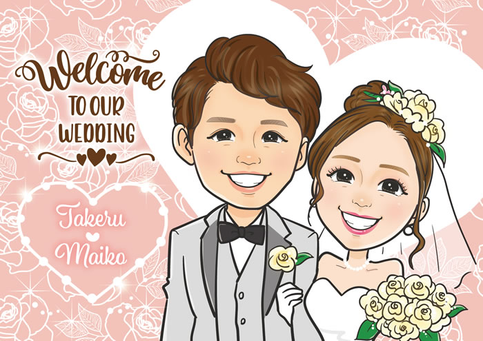 似顔絵 ウェルカムボード 結婚式 玄関 手作り 文字 寄せ書き