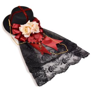 ミニハット クラシカル 薔薇チェーン付き 3カラー ヘアアクセ ヘッドドレス ゴスロリ