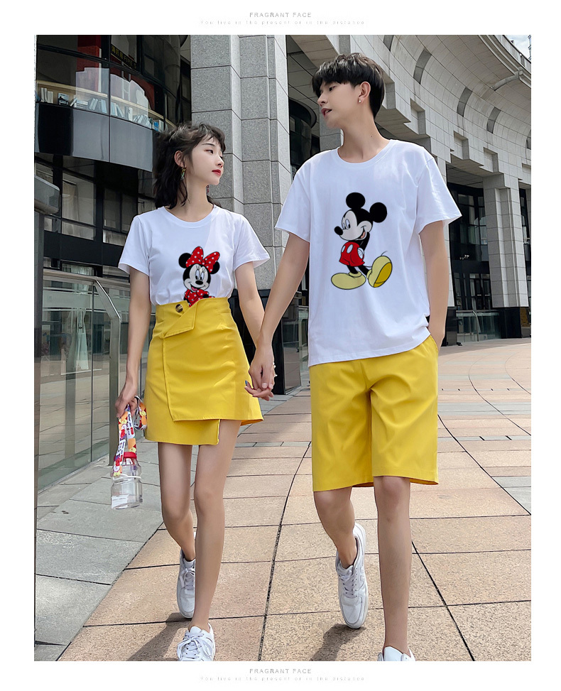 半袖 Tシャツ カットソー ディズニー ミッキー ミニー 恋人 トップス ペアルック カップル メンズ レディース クルーネック 韓国 ファッション ゆったり 在庫あり