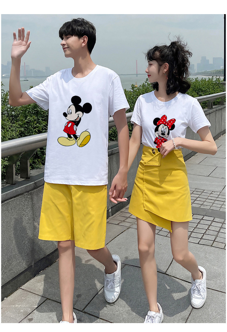 半袖 Tシャツ カットソー ディズニー ミッキー ミニー 恋人 トップス ペアルック カップル メンズ レディース クルーネック 韓国 ファッション ゆったり 在庫あり