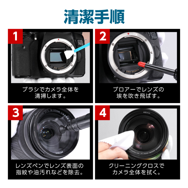 カメラクリーニングキット メンテナンス用品 28点セット お手入れセット カメラ用 レンズペン ブロアー ブラシ 一眼レフ ミラーレス レンズキット 関連画像4
