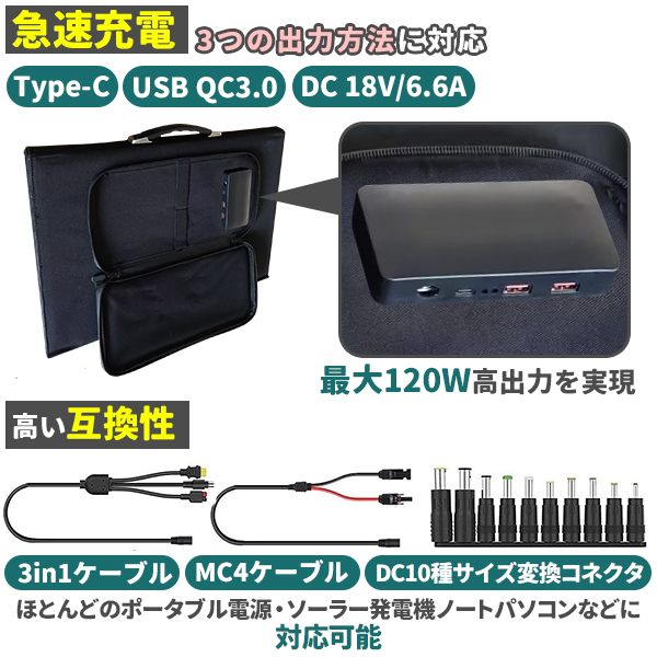 ソーラーパネル 120W PD45W QC3.0 DC出力 XT60 Anderson DC8020 MC4コネクタ付き 2M超長DCケーブル  逆流防止 : foldingsolarpanel : プライスバリュー - 通販 - Yahoo!ショッピング