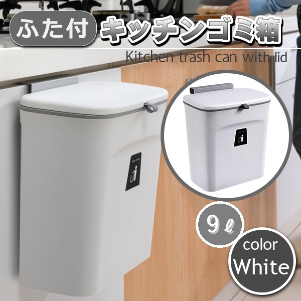 ゴミ箱 キッチン 9L ふた付き 壁掛け 扉にかける 角型 小型