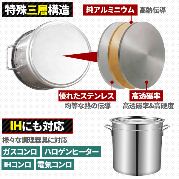 寸胴鍋 ガス火IH 兼用 12L 25cm ステンレス 目盛付き 寸胴 鍋 蓋 寸胴鍋 ガス火IH 兼用 12L 25cm ステンレス 目盛付き 寸胴 鍋 蓋