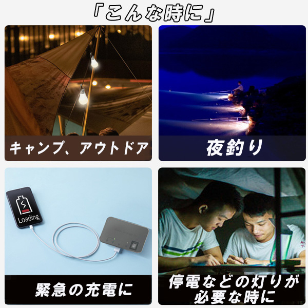 ⭐️全国送料無料】災害時　キャンプ　停電時　太陽光発電　コンセント付き　バッテリー 太陽光 パネル ソーラー 発電 畜電セット 災害対策 LED電球 2 個 USB