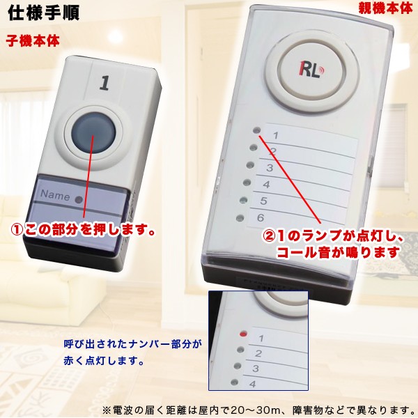 マルチコードレスチャイム 6ch セット 子機 6台 付き ワイヤレス