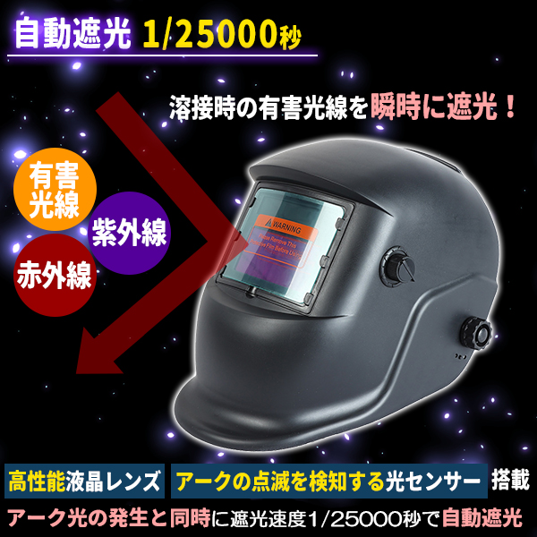 溶接面 半自動溶接 自動遮光 TIG 液晶 自動感光式 1/25000秒 溶接面 溶接マスク ソーラー電池 DIY ソーラー 工具 遮光 遮光面 アーク溶接 関連画像1
