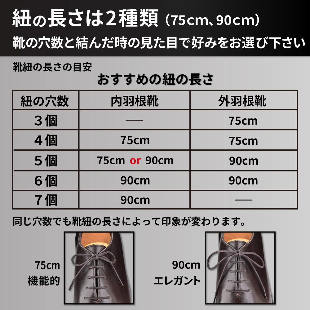 サフィール ノワール シューレース 靴紐 靴ひも 革靴 スニーカー 靴 ひも コットンシューレース 75cm 90cm 綿 くつひも サフィールノワール 全3色 | Saphir Noir | 07