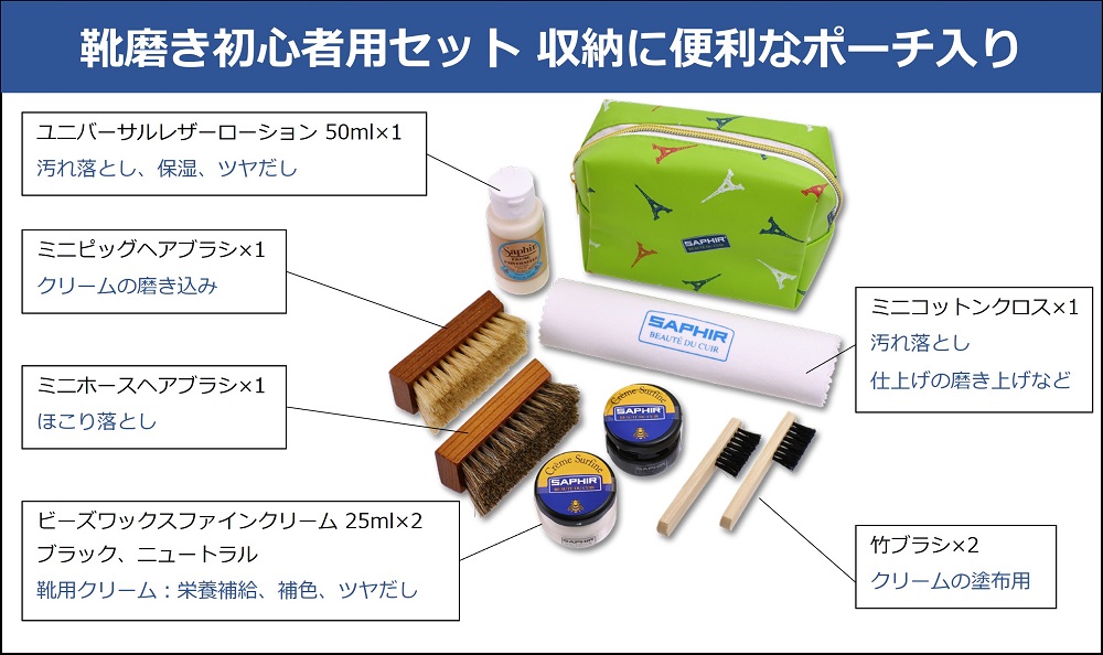 SAPHIR サフィール ミニJAR ダブル ポーチセット 靴磨き 初心者