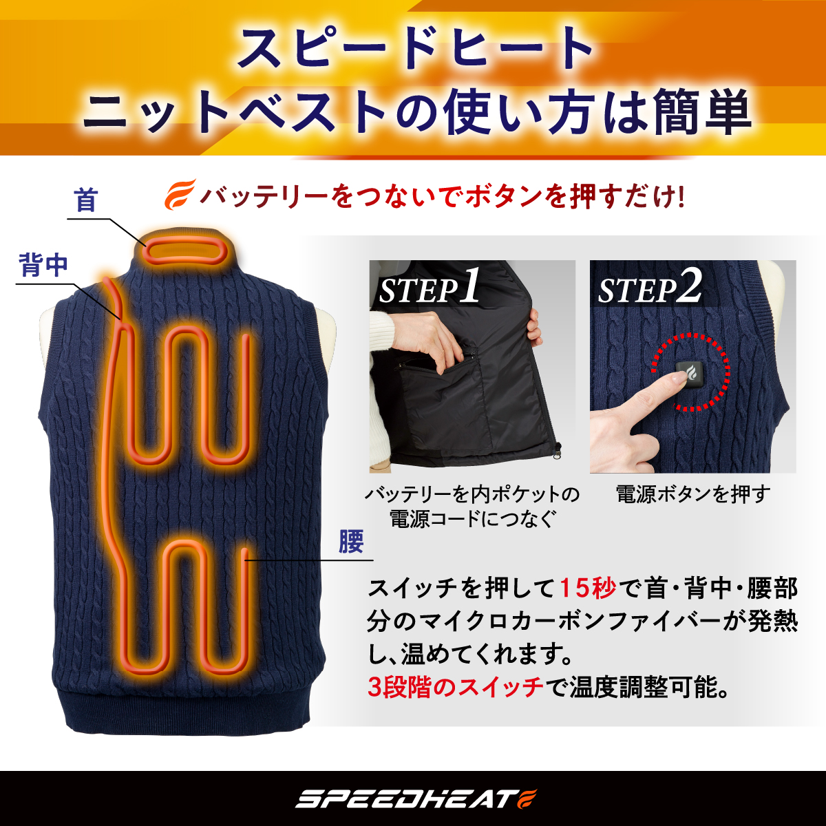 スピードヒート温熱ニットベスト