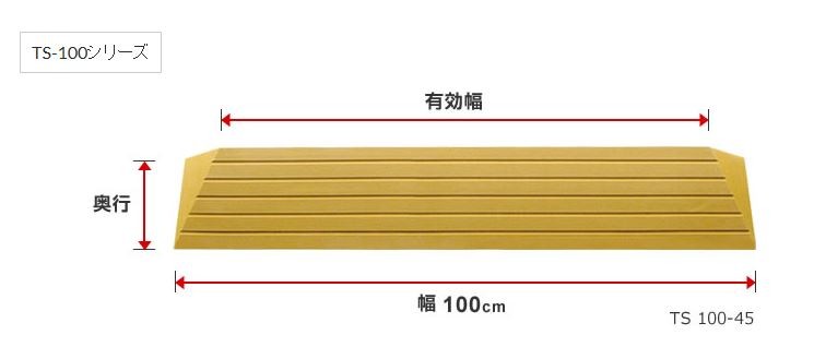 スロープ 段差解消 屋内用 タッチスロープ TS100-15 シンエイテクノ 幅100cm 高さ1.5cm 出入り口 段差 介護用品  :TS100-15:プライムケア 通販 