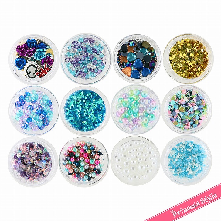 シャカシャカモールド封入パーツ ブルー系 12種類セット : Princess