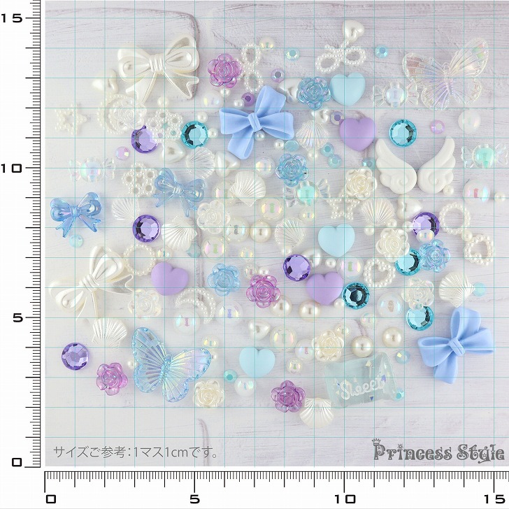 デコパーツまとめ売り KIYOHARA デコパーツ ミックス S 全8色 □ Black PaL デコ