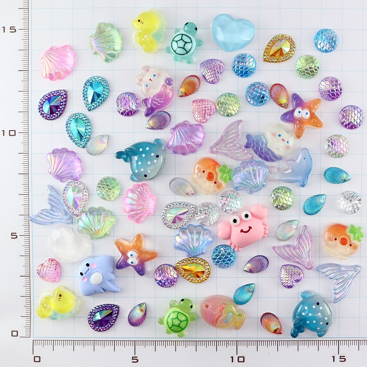デコパーツ 貼り付けパーツ ミックス マリン【プラパーツ アクリル