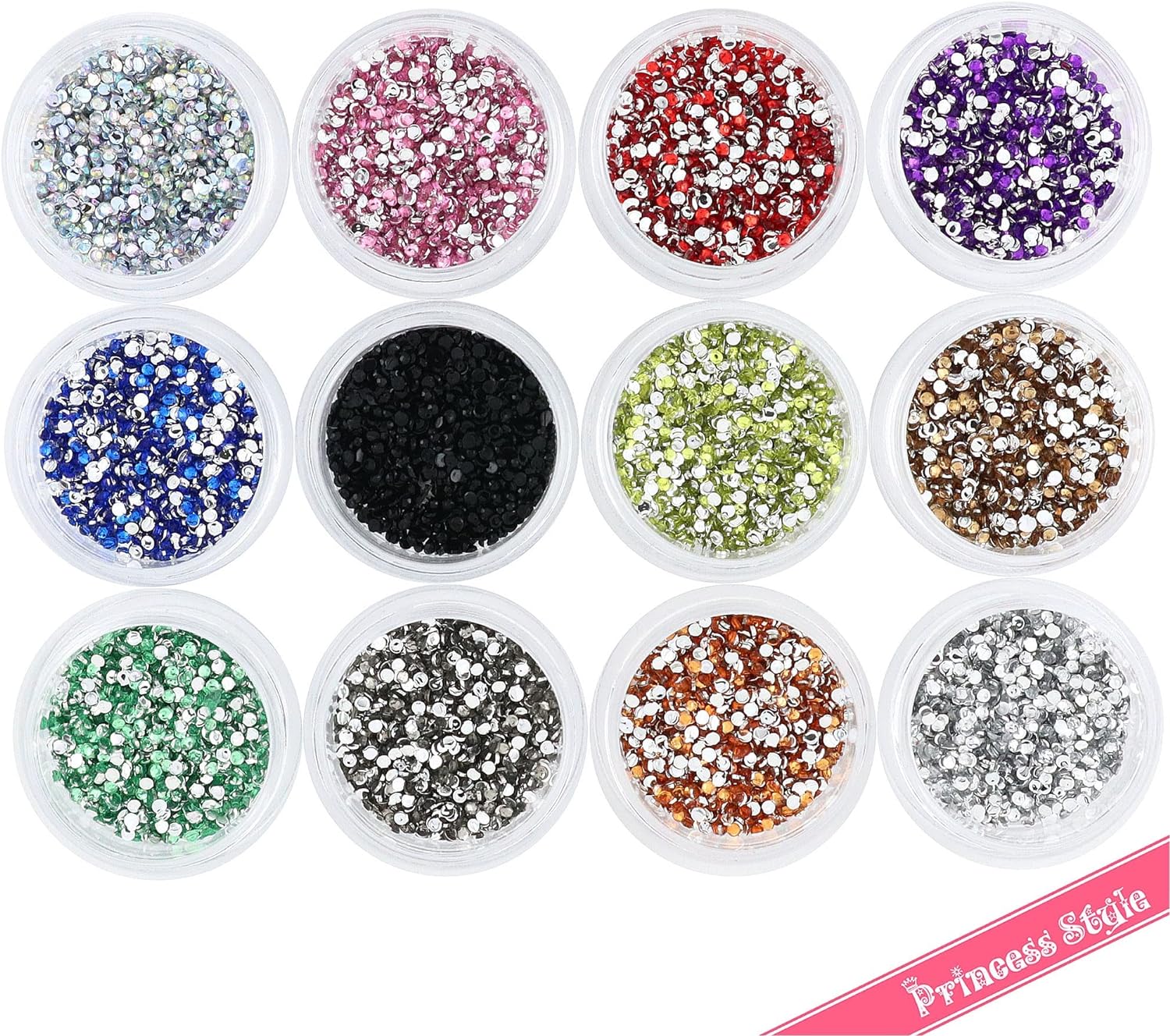 ラインストーン ネイル レジン デコ パーツ 12色 1.5mm（約12,000粒