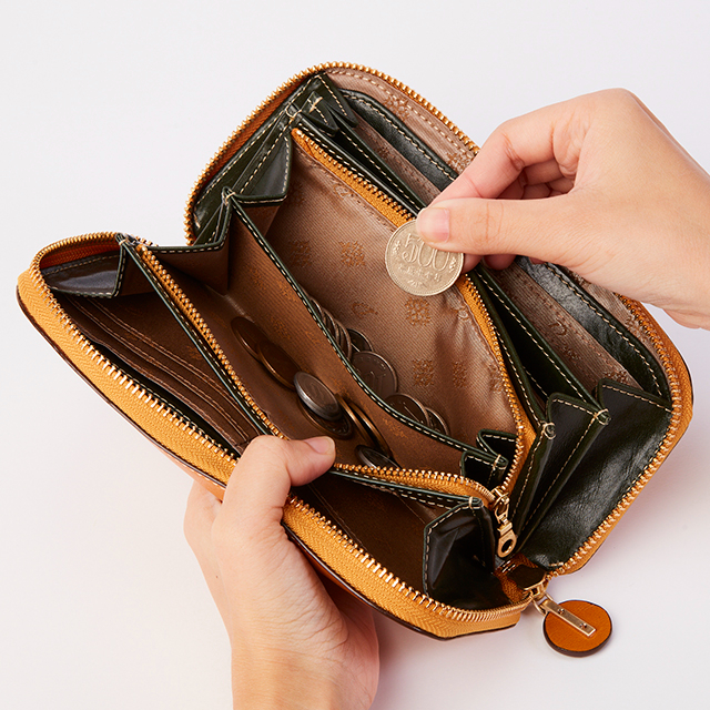 【美品】Dakota ダコタ チェルキオ ラウンドファスナー長財布 マスタード Dakota ダコタ 長財布 レディース チェルキオ ラウンド