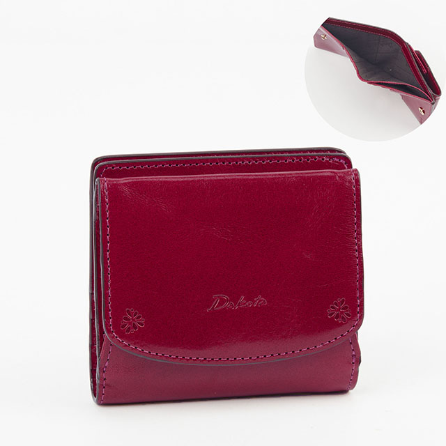 【美品】DAKOTA ダコタ パティーナ 二つ折り財布 一枚革仕立て レッド Dakota（ダコタ） 公式 ダコタ財布 二つ折り財布 コンパクト財布