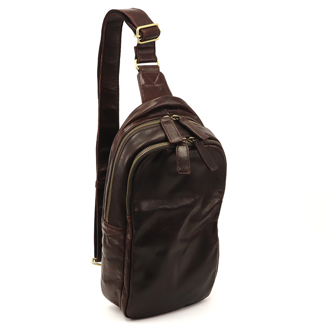 【美品】Dakota ダコタ ブラックレーベル ボディバッグ 本革 ブラウン Dakota BLACK LABEL 最大50%☆5/25限定 ダコタブラックレーベル ボディ