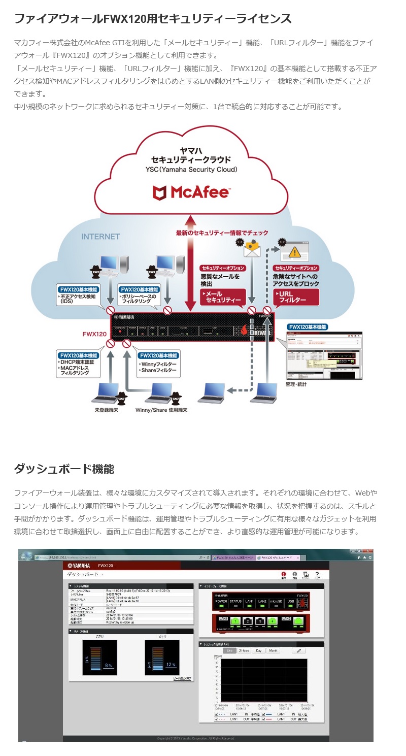 在庫処分）ヤマハ ファイアウォールFWX120 （LANポートロックバンドルモデル） FWX120/CM YAMAHA 特価 処分特価 セキュリティ  高速 マネジメント : fwx120 : プリンストンダイレクトYahoo!店 - 通販 - Yahoo!ショッピング