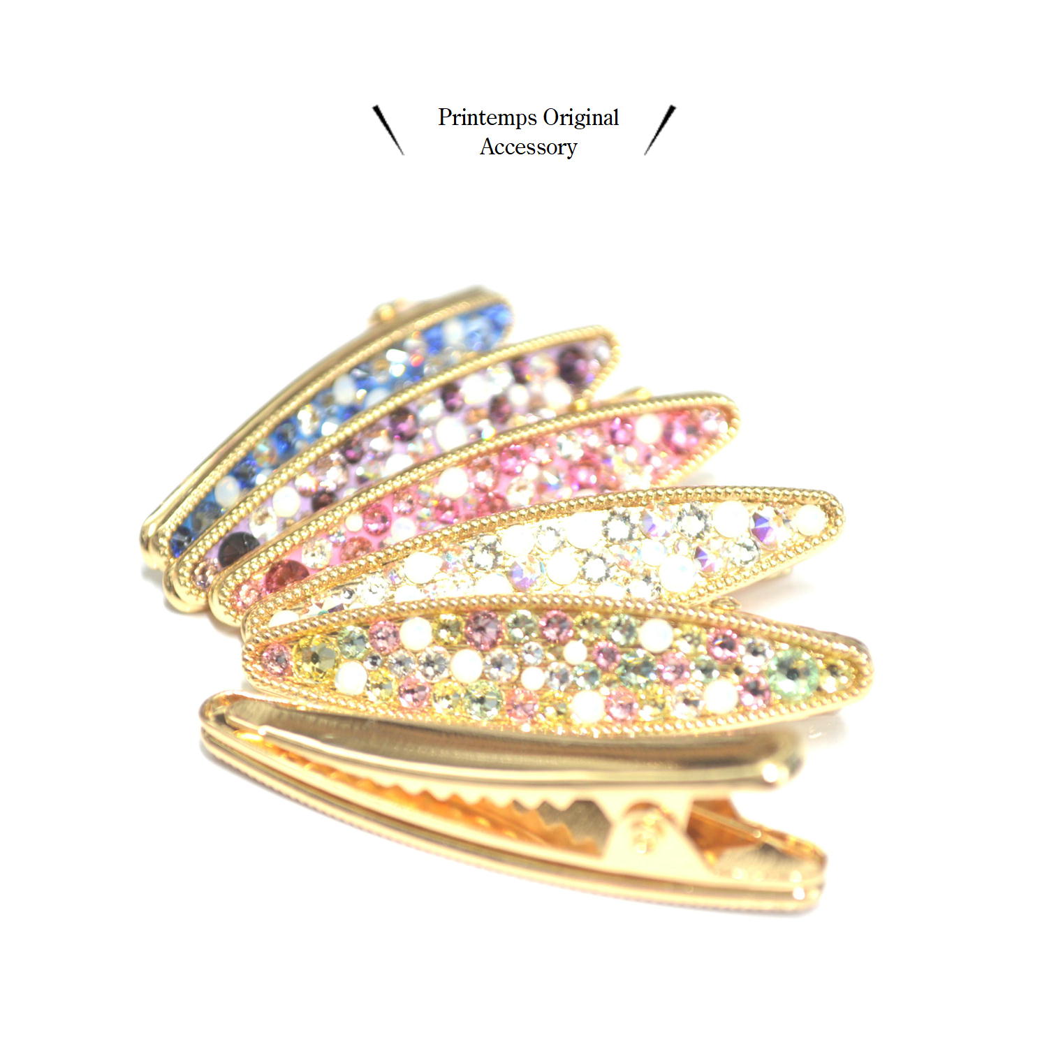 SWAROVSKI ヘアクリップ マーキス型 ミックスカラー