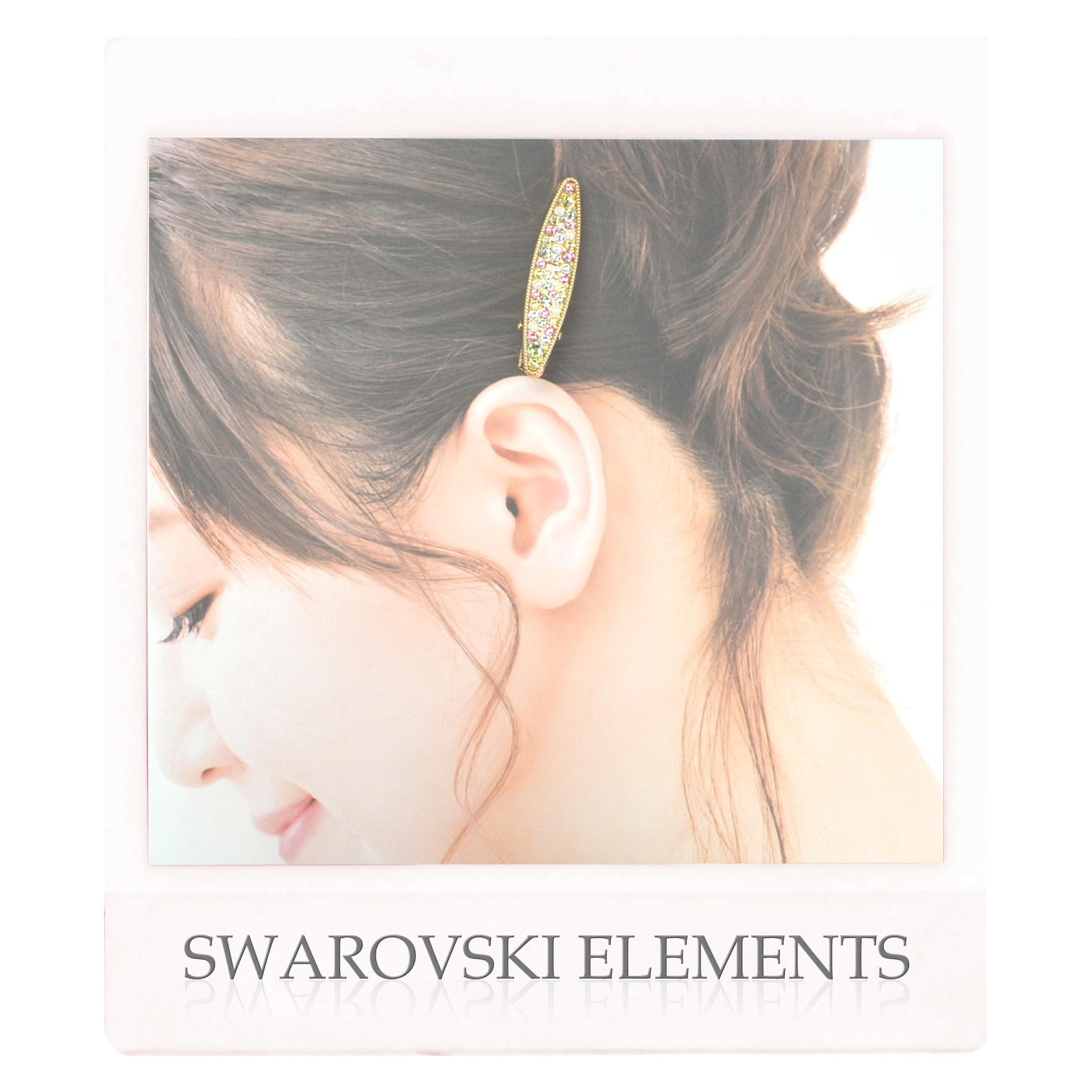 SWAROVSKI ヘアクリップ マーキス型 ミックスカラー