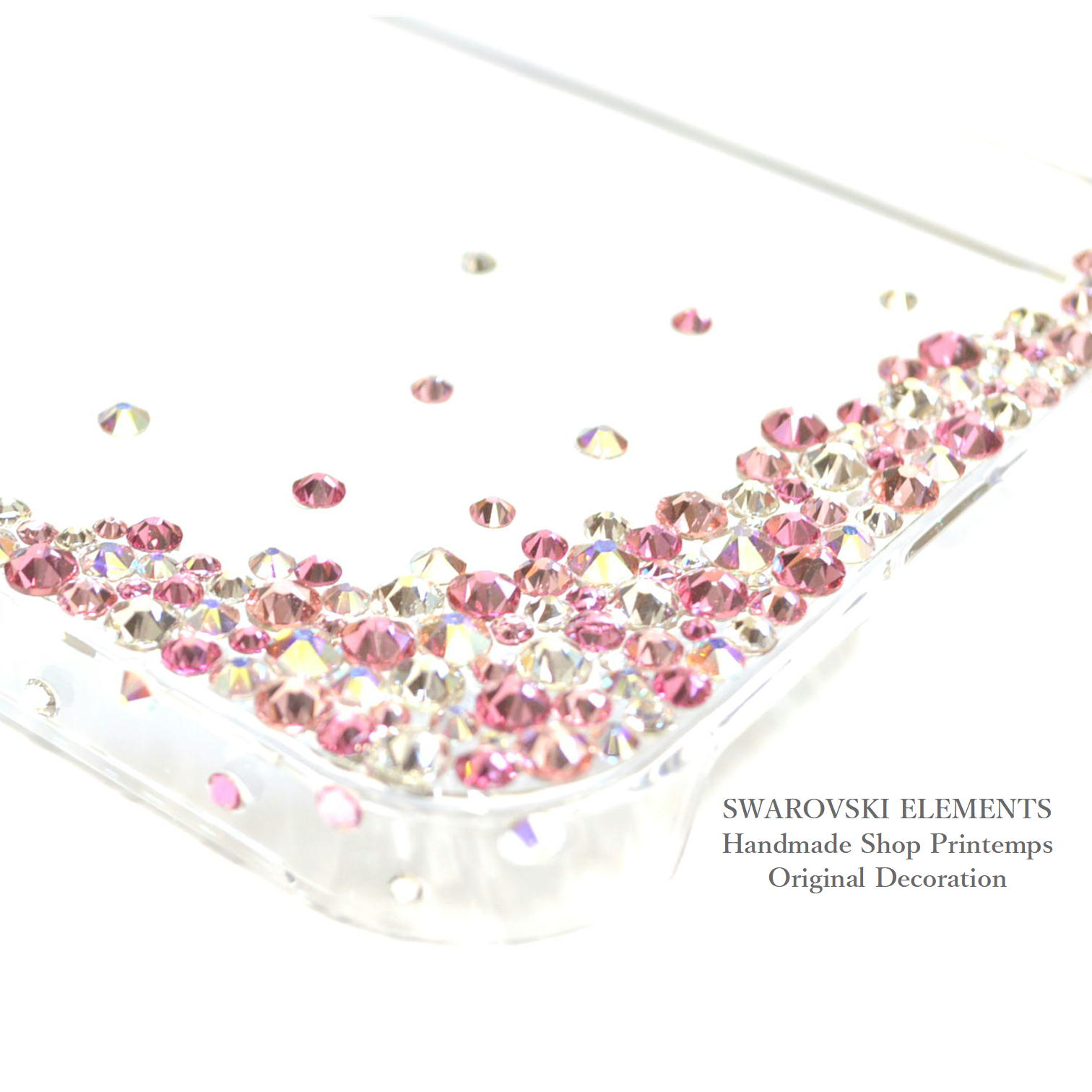 Swarovski ピンク 宝石風 iPhone16ケース High スマートフォンケース, iPhone® 16 Pro, シルバー系
