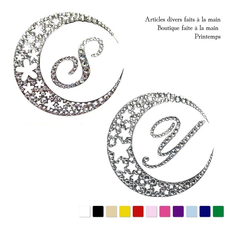 SWAROVSKI（スワロフスキー） デコシール 三日月 イニシャル 60mm