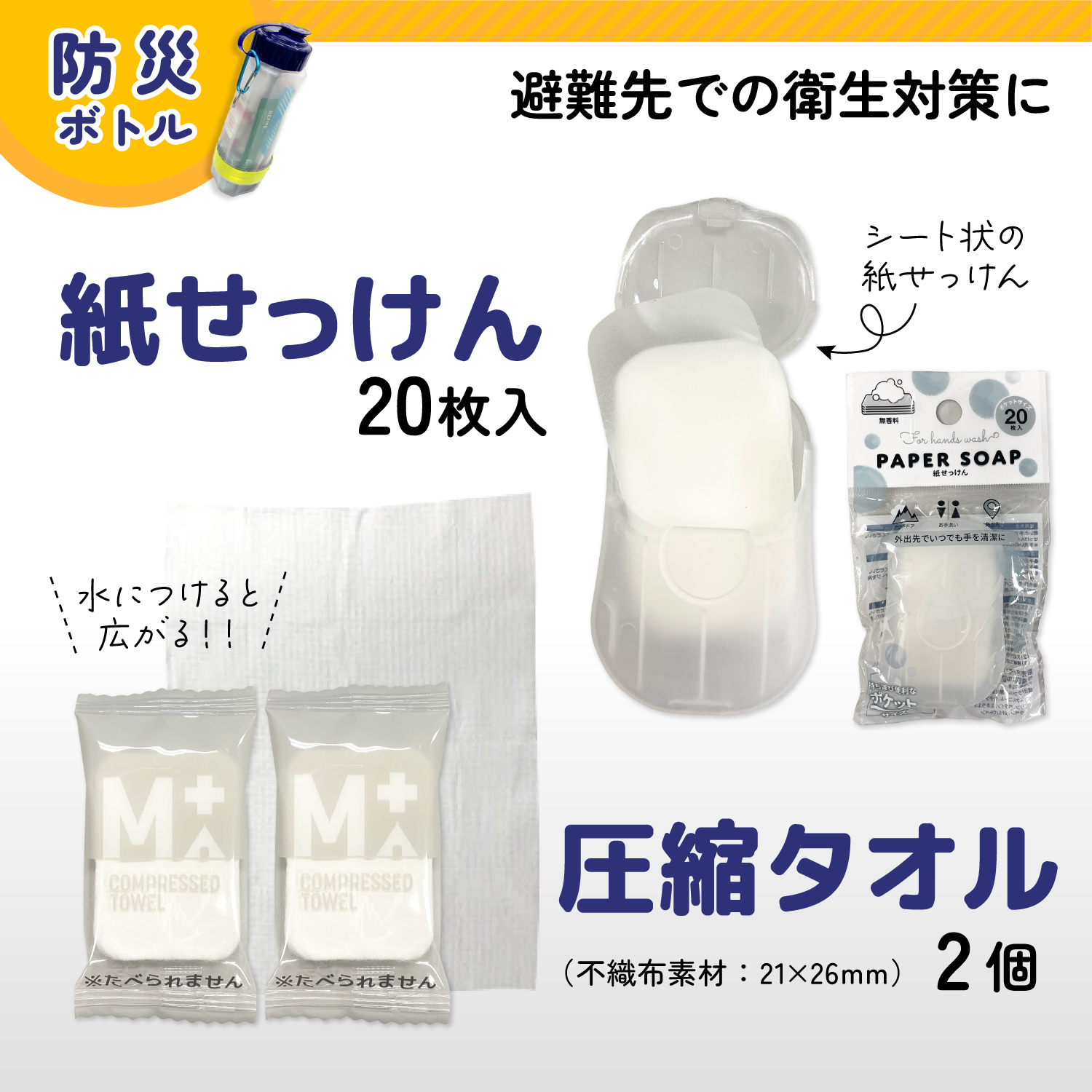 本日ポイント10倍 リュックに入れるだけ 防災ボトル セット 1個 軍手