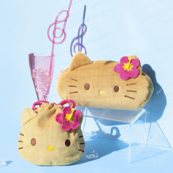 サンリオ ハローキティ 日焼けキティ ビニールバッグ ナップサック　巾着袋 サンリオ ハローキティ 日焼けキティ ビニールバッグ