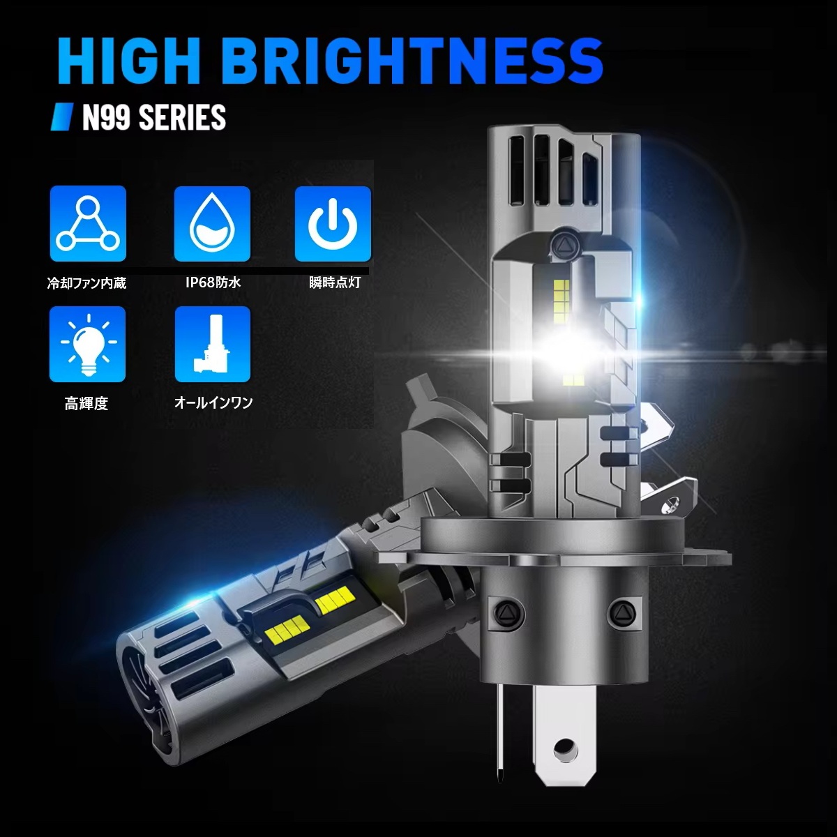 NOVSIGHT H4 LED 正規品 100W 12000LM 外車 トラック LEDヘッドライト
