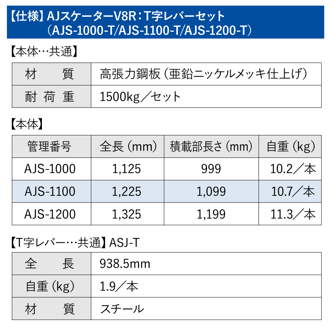 法人限定)オールセーフ AJスケーターV8R＆T字レバーセット AJS-1000-T