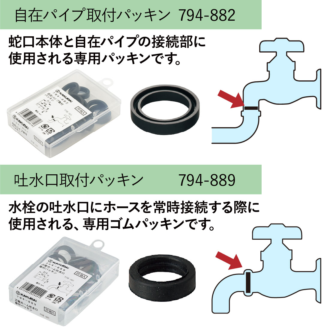 カクダイ純正 水道パッキン7種セット 各種10〜20枚入 呼13用 業務用補修パック DIYメンテナンスに最適 カクダイ KAKUDAI 爆買_3