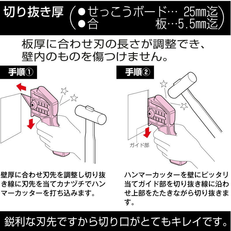 未来工業 ハンマーカッター 石膏ボード、合板切り抜き用カッター