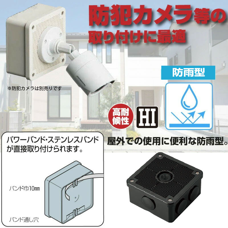 未来工業製の露出用四角ボックスPV4B-ANF1K 防犯カメラや監視カメラの屋外設置に便利