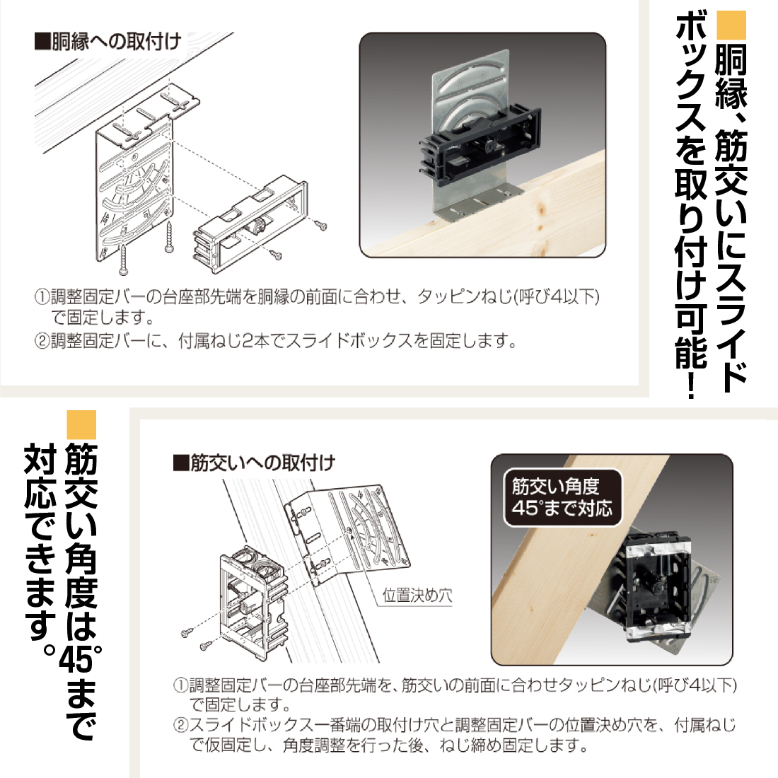 取寄品) 調整固定バー（胴縁・筋交い用）スライドボックス用 10ヶ KGP