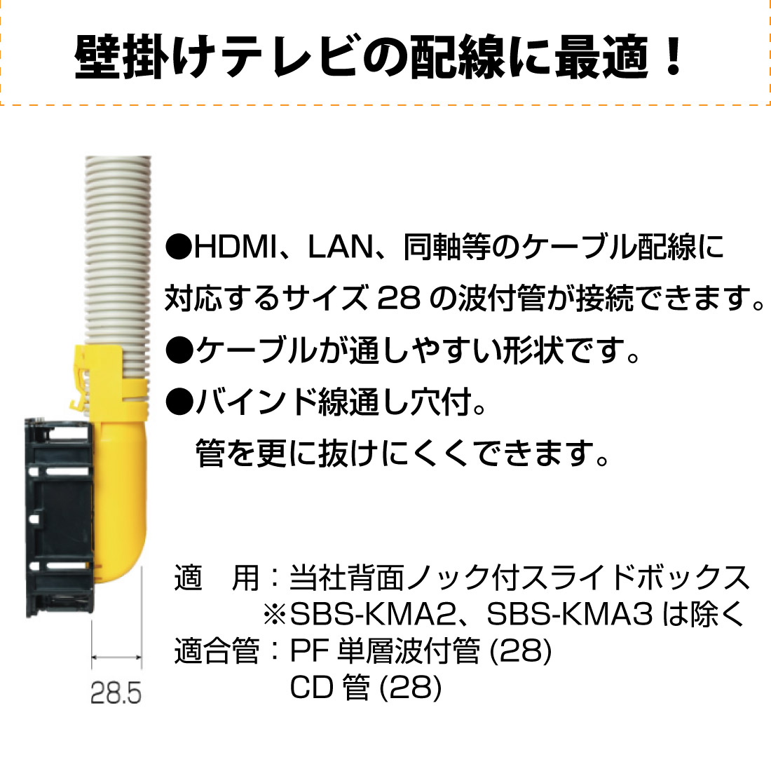 SBA-28HD SBアダプター(28用) 4個入り スライドボックス PF単層波付管