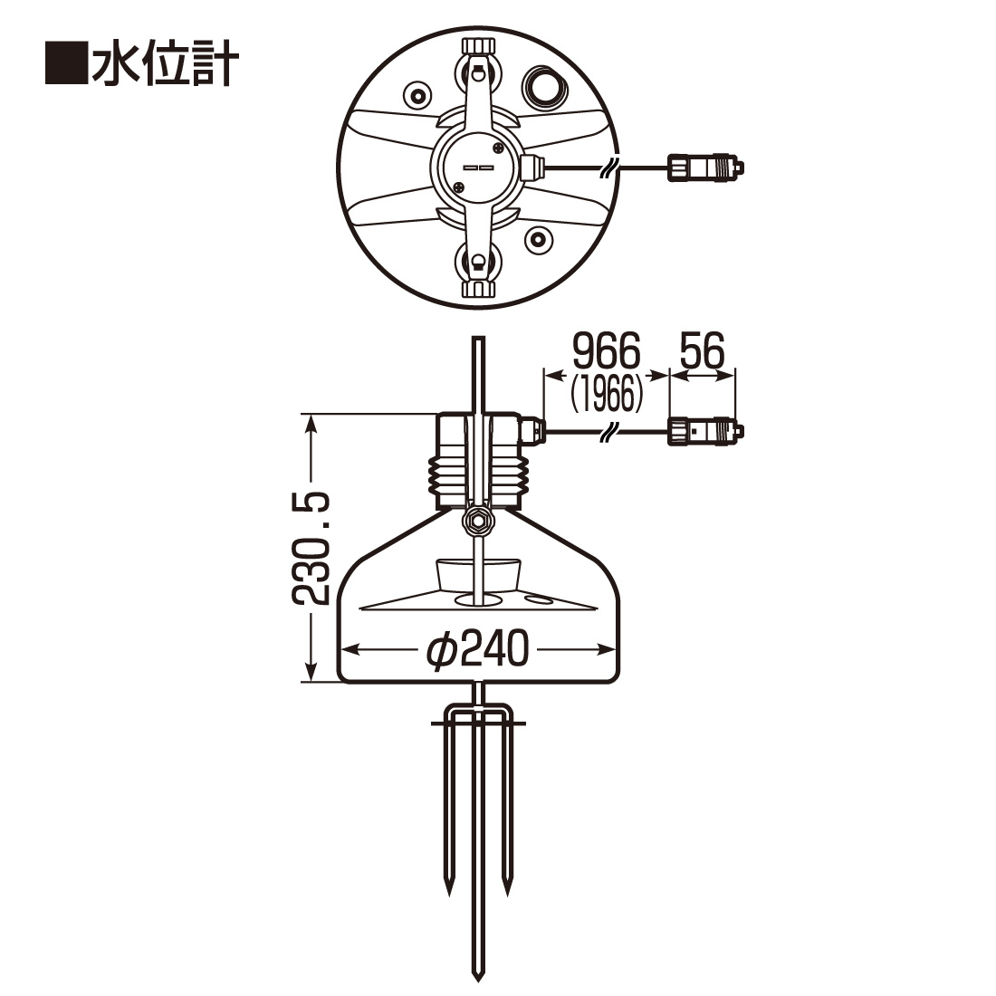 (取寄品) AGST-LG2 水田当番用 水位計 ワイヤー長さ1m 塩ビ管 未来工業